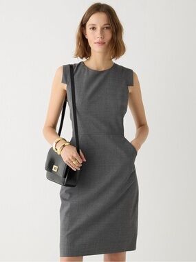 J.Crew Resume Sheath Dress Italian Stretch Wool 10 In Heather Flannel Gray C9102